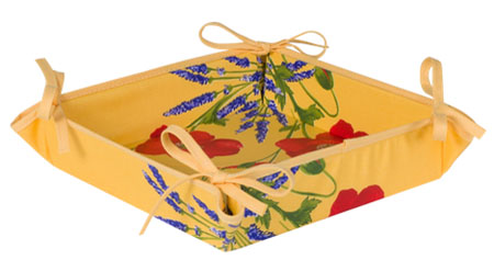Provencal bread basket (Coquelicots Lavandes. yellow - Click Image to Close